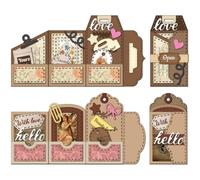 DELORIGIN Tri-Pocket Mini Journal Cutting Dies Label Card Making Die Stencil Carbon Steel Die Cuts Card Scrapbooking Embossing Template Dies for Greeting Cards Paper Craft Album Invitation Decor