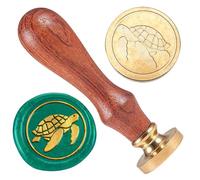 DELORIGIN Turtle Wax Seal Stamp Embossed Stamp Sealing Removable 1" Brass Wax Seal Stamp Head with Wooden Handle for Wedding Engagement Invitations Envelopes Gift Packing Cards Envelopes Decoration