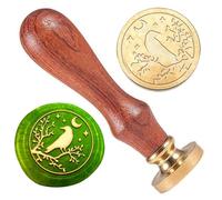 DELORIGIN Twig Crow Wax Seal Stamp Embossed Stamp Sealing Removable 1" Brass Wax Seal Stamp Head with Wooden Handle Wedding Invitations Envelopes Gift Packing Decoration Craft Adhesive Waxing