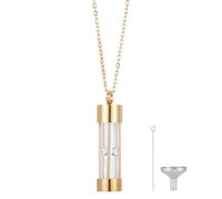 DELORIGIN Urn Necklaces Jewellery for Ashes Keepsake Gold Memorial Bottle Stainless Steel Chain Necklaces Charm Urn Ashes Pendant with Funnels for Women Men