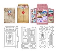 DELORIGIN Vinitage File Pocket Cutting Dies Label Numbers Making Die Cut Carbon Steel Die Cuts Stencils Blessing Card Scrapbooking Embossing Template Dies for Birthday Greeting Card Album Decor