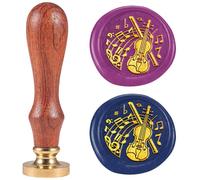 DELORIGIN Violin Music Wax Seal Stamp 0.98" Removable Brass Seal Head with Wooden Handle Vintage Embossed Letter Sealing Wax Stamp for Invitations Party Envelope Festival Gift Packag Decorate