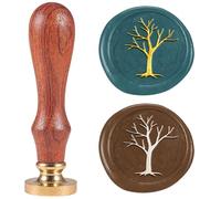 DELORIGIN Wax Seal Stamp Dead Tree Wax Stamps 25mm Removable Brass Sealing Stamp Head With Wooden Handle Retro Wax Sealing Stamp for Gift Wrap Envelopes Halloween Cards Decoration