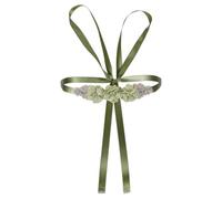 DELORIGIN Wedding Bridal Belt Sash with Flower Rhinestone Pearl Floral Bridal Belt Waist Sash for Wedding Gowns Bride Bridesmaids Maternity Gift BabyShower Dresses Decoration, Green