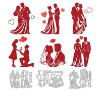 DELORIGIN Wedding Groom Bride Cutting Dies Card Making Die Stencil Metal Die Cuts Card Scrapbooking Embossing Template Dies for Greeting Cards Craft Album Wedding Engagement Invitation Festive Decor