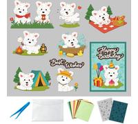 DELORIGIN West Highland White Terrier Cutting Die with Claw Print Embossing Board, 6 Styles Cute Dog Stencils with 40 Sheets Cardstock & Tweezers, All-in-One Puppy Craft Kit for DIY Scrapbooking Card