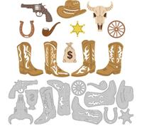 DELORIGIN Western Cowboy Cutting Dies for Card Making Die Carbon Steel Dies Cut Stencils Scrapbooking Embossing Template for Greeting Cards Invitation Photo Album DIY Craft Gift Decorations