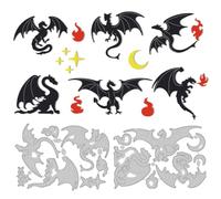 DELORIGIN Western Dragons Die Cuts for Card Making, Pterosaur Carbon Steel Cutting Dies Stencils Scrapbooking Embossing Template Dies for Photo Album Birthday Gift Party Greeting Paper Card Envelope