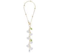 DELORIGIN White Lily of The Valley Flower Car Hanging Ornament Sun Catcher Rearview Mirror Charm with Glass Pendant Cute Ornament Gift Hanging Accessories for Bag Window Car Mirror Garden