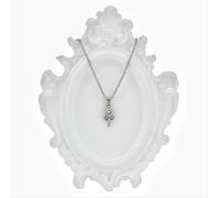 DELORIGIN White Plaster Mirror Frame Jewelry Tray Vintage Gesso Accessories Storage Dish Oval Mirror Frame Shape Jewelry Organiser Dish for Earrings Necklace Home Decoration Photography Props