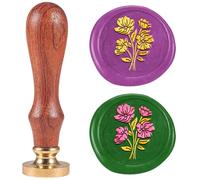 DELORIGIN Wild Rose Wax Seal Stamp, 1" Retro Sealing Stamps Removable Brass Head with Wooden Handle Seal Stamp Flower Sealing Wax for Envelope Greeting Card Gift Wedding Engagement Party Invitation