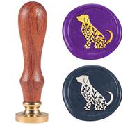 DELORIGIN Wildflowers Dog Wax Seal Stamp 1" Vintage Animals Sealing Stamps Removable Brass Head Seal Stamp with Wooden Handle for Envelope Greeting Card Invitations Wine Gift Wrapping