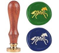 DELORIGIN Wildflowers Horse Wax Seal Stamp 1" Vintage Animals Sealing Stamps Removable Brass Head Seal Stamp with Wooden Handle for Envelope Greeting Card Invitations Wine Gift Wrapping