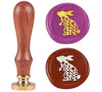 DELORIGIN Wildflowers Rabbit Wax Seal Stamp 1" Vintage Animals Sealing Stamps Removable Brass Head Seal Stamp with Wooden Handle for Envelope Greeting Card Invitations Wine Gift Wrapping