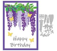 DELORIGIN Wisteria Flower Cutting Dies Card Borders Stitch Die Cut Carbon Steel Die Cuts Stencils Card Scrapbooking Embossing Template Dies for DIY Paper Craft Making Albums Gift Card Decor