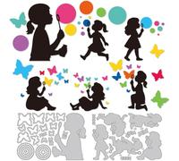 DELORIGIN Woman Blows Butterfly Bubbles Cutting Dies, Carbon Steel Craft Die Cutting Scrapbooking Stencils Metal Embossing Template Die Cuts for Card Making Party Greeting Invitation Photo Album
