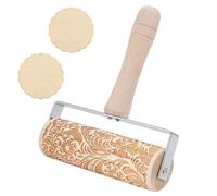 DELORIGIN Wooden Embossed Rolling Pin 3D Snowflake Flower Rattan Dough Roller Baking Biscuits DIY Kitchen Tool Baking Accessories for Homemade Bakery Pastry Cookie Fondant Dough Pizza Desserts