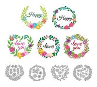 DELORIGIN Wreath Cutting Dies Love Words Dies Cut Metal Die Cuts Embossing Stencils Template Dies for Card Making Decoration DIY Scrapbooking Photo Album Arts Paper Crafts Easter Christmas Decor