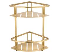 Delos Colore 2 Tier Wall Mounted Large Corner Basket | Brushed Brass | Stainless Steel | 295mm x 390mm x 220mm