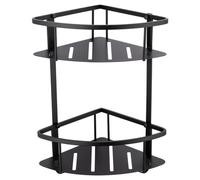 Delos Colore 2 Tier Wall Mounted Large Corner Basket | Matt Black | Stainless Steel | 295mm x 390mm x 220mm