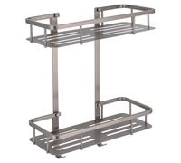 Delos Colore 2 Tier Wall Mounted Rectangular Basket | Gunmetal Grey | Stainless Steel | 320mm x 390mm x 137mm