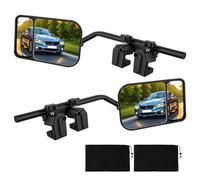 Delousiber 2PCS Universal Towing Mirrors, Caravan Exterior Convex Mirror with Adjustable Clamps, 360° Rotating Clip-On Mirror for Cars Vans SUVs Trucks, Safe Touring Addition