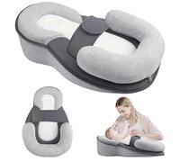 Delousiber Baby Wedge Pillow for Newborn, Baby Feeding Pillow with Adjustable Safety Strap, Reflux Breastfeeding Nursing Pillow for Reducing Spit-Up, Bottle Feeding Support for Newborn