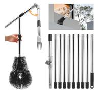 Delousiber Gutter Cleaner 4.4m Telescopic, Roof Gutter Cleaning Tools Kit with Adjustable Angle Pole, Gutter Brush & Scoop Rake for Removing Leaves, Debris from Gardens, Villas, Townhouses