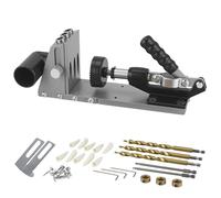 Delousiber Professional Metal Pocket Hole Jig Kit, with 3 Titanium Drill Bits & Vacuum Adapter for Woodworking, DIY Cabinetry, Furniture & Joinery in Hardwood & Softwood