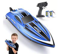 Delousiber RC Boat, High Speed Remote Control Boat for Pools & Lakes, 35km/H Self Righting RC Boats with LED Light, 2.4GHz Racing Boats, Radio Controlled Watercraft, 2 Batteries, Low Battery Alarm