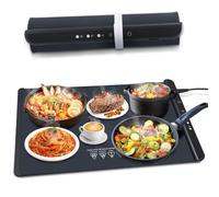 Delousiber Warming Mat for Food, Portable Food Warming Tray with 5 Temp Settings, Rollable & Foldable Hot Plates for Keeping Food Warm, 1-4 Hour Timer, Warming Trays for Buffets 80x38cm(Blue)