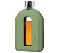 Delove Modern Glass Hip Flask with Silicone Sleeve - Portable Travel Flask for Men & Women - Wedding Party, Groomsman, Bridesmaid, Gift - 7.5oz/220ml, Green