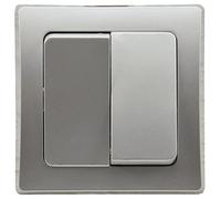 Delphi 2-Way Series Switch Double Switch 250V 10A Including Frame Flush-Mounted Silver