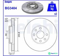 DELPHI 2 X BRAKE DISC BG3404 FOR OPEL VAUXHALL