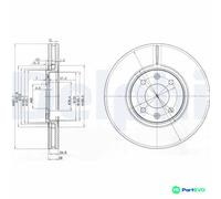 DELPHI 2 X BRAKE DISC BG3675 FOR CITROËN