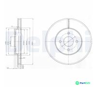 DELPHI 2 X BRAKE DISC BG3742 FOR FORD