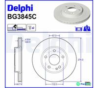 DELPHI 2 X BRAKE DISC BG3845C FOR MERCEDES-BENZ