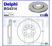 DELPHI 2 X BRAKE DISC BG4314 FOR ALFA ROMEO JEEP
