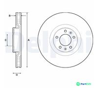 DELPHI 2 X BRAKE DISC BG4716C FOR PEUGEOT DS