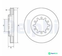 x2 Front Brake Disc Delphi BG4795C Fits Nissan NP300 Pickup Pickup Navara Vented