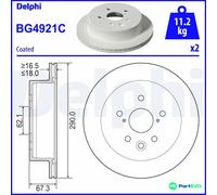 DELPHI 2 X BRAKE DISC BG4921C FOR LEXUS