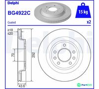 DELPHI 2 X BRAKE DISC BG4922C FOR SAAB