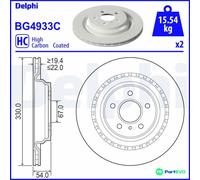 DELPHI 2 X BRAKE DISC BG4933C FOR MERCEDES-BENZ