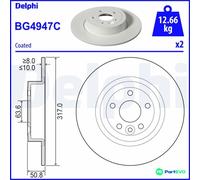 DELPHI 2 X BRAKE DISC BG4947C FOR LAND ROVER