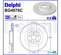 DELPHI 2 X BRAKE DISC BG4978C FOR VOLVO POLESTAR