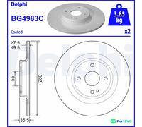 DELPHI 2 X BRAKE DISC BG4983C
