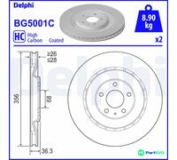 DELPHI 2 X BRAKE DISC BG5001C FOR PORSCHE