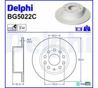 DELPHI 2 X BRAKE DISC BG5022C FOR SKODA