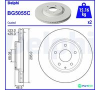 DELPHI 2 X BRAKE DISC BG5055C
