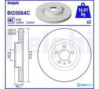 DELPHI 2 X BRAKE DISC BG5064C FOR VW